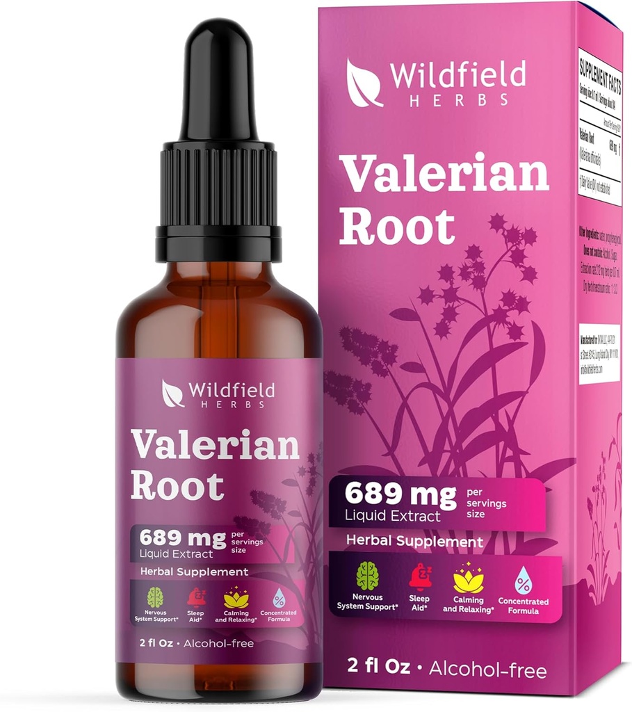 Valerian Juur Väljavõte tilgad 1000mg (Valeriana officinalis) Taimne täiendus imendub paremini kui kapslid, 2 kuu pakkumine, 84 serveerimist, alkoholivaba tinktuur - 2 Oz, pakend 1