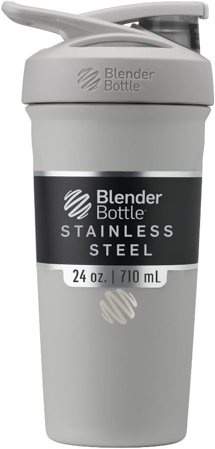 BlenderBottle Sport Isoleeritud roostevabast terasest raputuspudel traadi viskiga, 24-Ounce, Grey - proteiini raputamine ja hüdraat sportlastele ja fitness-entusiastidele, lihtne segamine, hoiab joogid külmad, lukustatavad Lid
