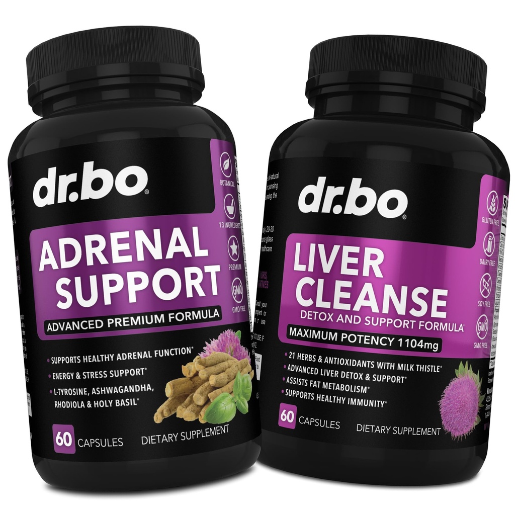 Neerupealiste toetus Kortisool & Maks Puhasta Detox Supplement - Adrenal Väsimus Toidulisandid Kortisooli Tervis - Maksa sapipõie Care Formula kapslid & Natural Milkohakas Dandelion Supplements