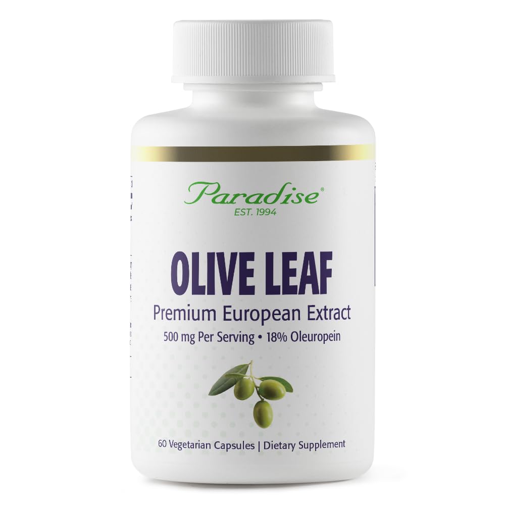 Paradiisi maitsetaimed Oliivilehe ekstrakt Hispaania Andaluusia oliivipuudest, Super Potent, Ultra Pure, Mitte-GMO, Vegan, Gluteenivaba, 60 taimekapslit