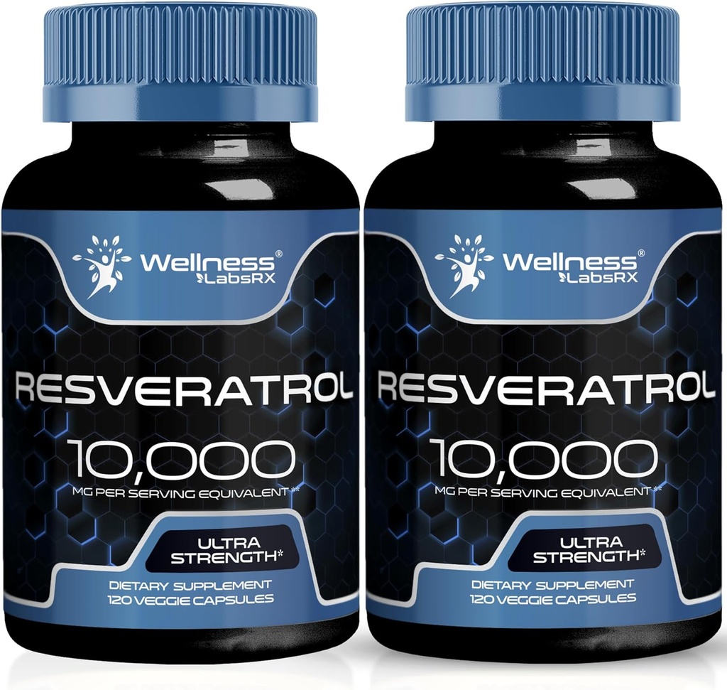 TÄIELIK LABSRX Resveratrool 1000 mg kapslid - 240 loend - Jaapani Knotweed ekstrakt Resveratrool - 2 pakendis