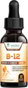 B-12 vitamiini energiatilgad (metüülkobalamiin) ekstra tugevus Super B kompleks - sublingvaalne B12 vedelik immuunsuse toetamiseks, südame tervise ja rakuenergia toetamiseks, Vaarika maitsestatud - 2 Fl Oz