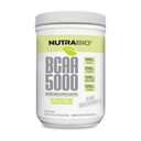 NutraBio BCAA 5000 pulbrit - Fermenteeritud hargnenud ahelaga aminohapped lihaste kasvuks ja taastumiseks - looduslikud maitsed, magustajad ja värvimine, vegan, gluteenivaba - maitsestamata, 60 serveerimist