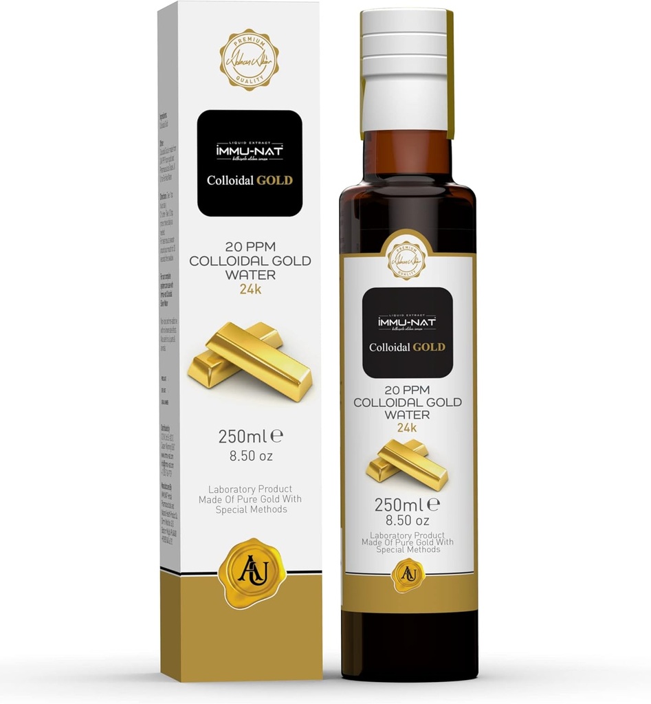 Kolloidne kuldvesi 24K puhas vedelik 20PPM (8,5oz) mineraalne lisand täiustatud kognitiivse funktsiooni, fookuse, loovuse, rahulikkuse, uneabi - käbinäärme dekaltsifikatsiooni jaoks