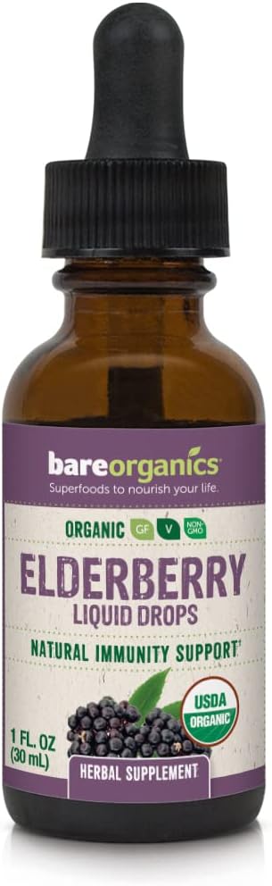 BareOrganics Elderberry Liquid tilgad, taimsete täiendada, 1 Ounce