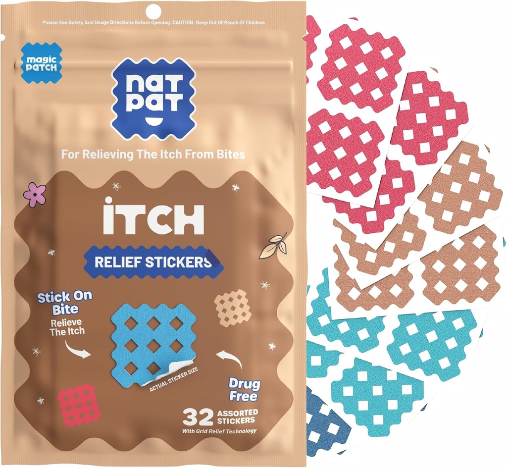 NATPAT Magic Patch Itch Relief Kleebised - Putukahammustuse plaaster sääskedele, puukidele, Midgesile, Sandfliesile ja Bed Bug Bites - Buzzpatch - 32 Count