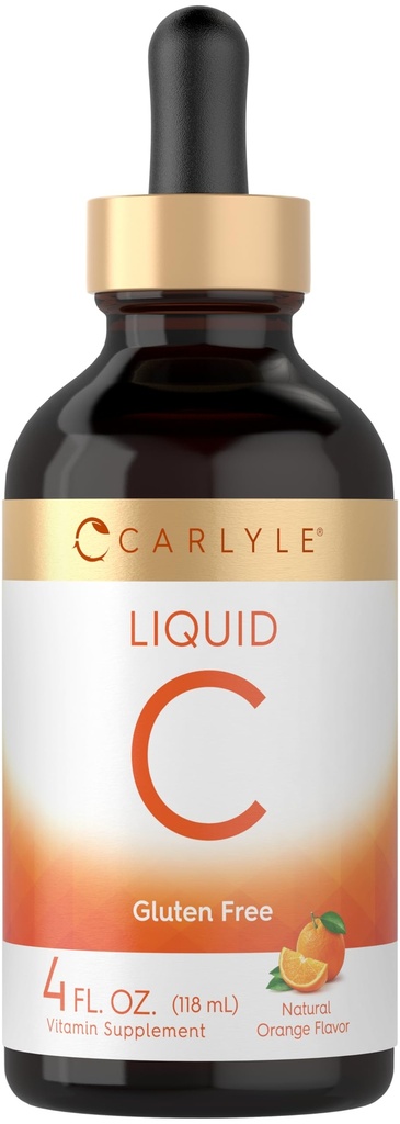 Carlyle C-vitamiin Vedelik | 4 fl. oz | Oranž maitse | Vegan, mitte-GMO, gluteenivaba toidulisand