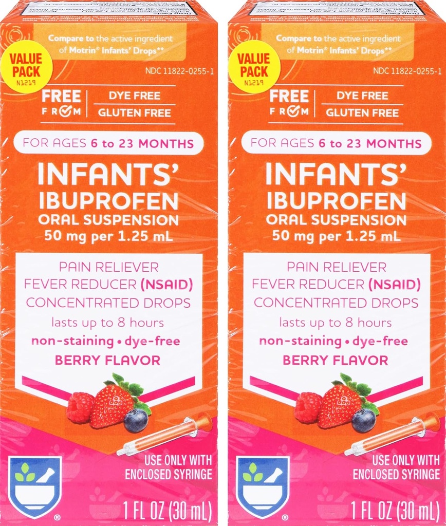 Imikute värvivaba Ibuprofeeni tilgad , marjamaitse , 50 mg - 2 väärtuspakend | imikuvalu leevendaja | imikutele vanuses 6 kuni 23 kuud | Suukaudne suspensioon 50 mg 1, 25 ml | Gluteenivaba