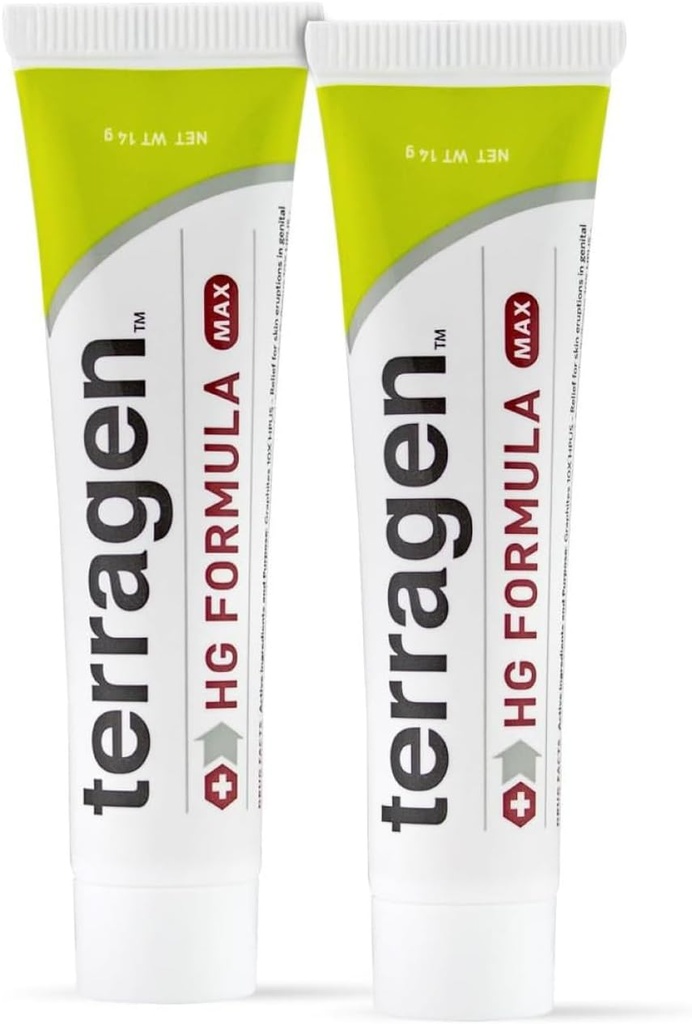 Terragen HG valem MAX terrasiiliga, kiire rahustav looduslik ravi Kreem suguelundite haavandid ja tõhus haiguspuhangute toetamine, meestele ja naistele (14g 2-Pack)