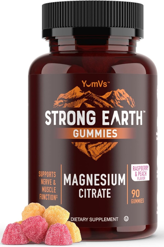 Strong Earth - Magnesium Citrate Gummies for Adults 250mg (90 Count) - Calm Gummies - Vegan Magnesium Gummies - Supplement for Women, Men, Teens