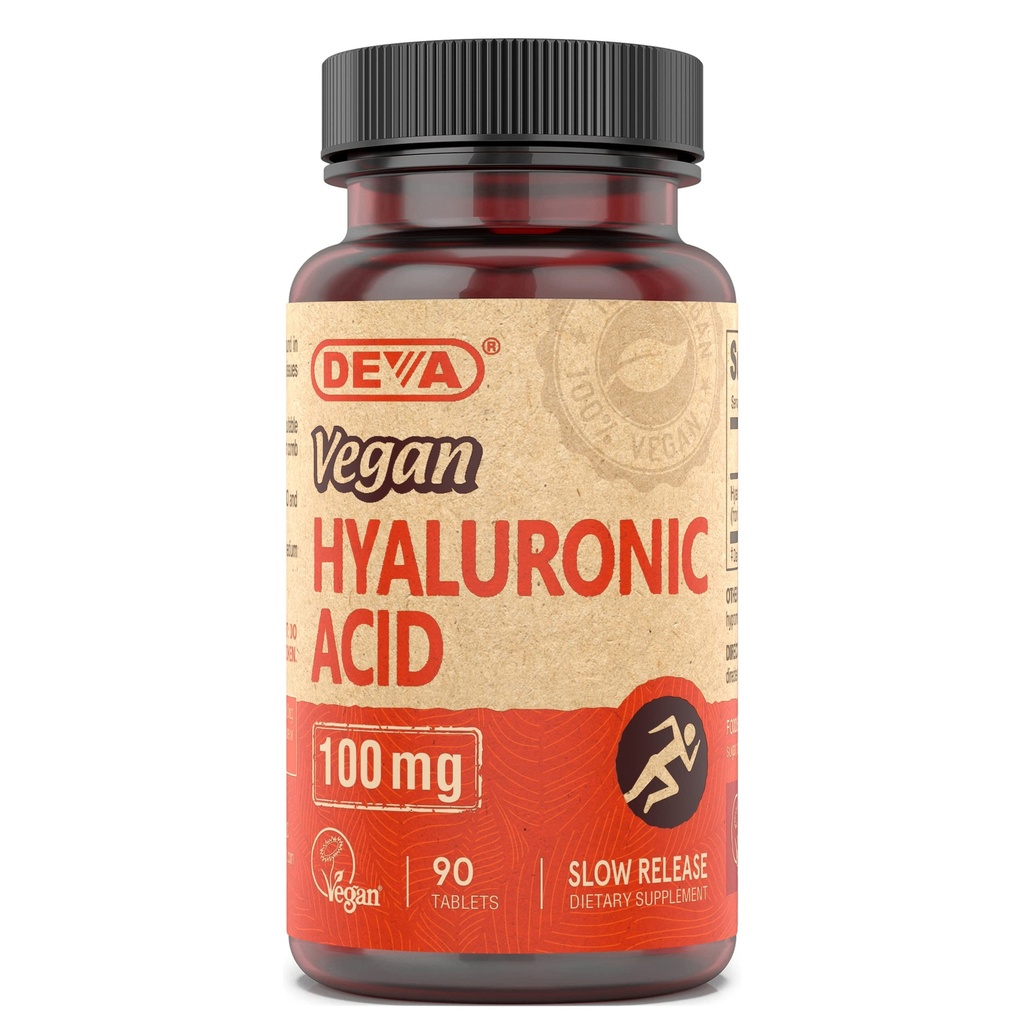 DEVA toitumine Vegan Hüaluroonhape 100 mg - mitte-GMO ja mitte-Hemolüütiline - 90 tabletti, 1- pakk