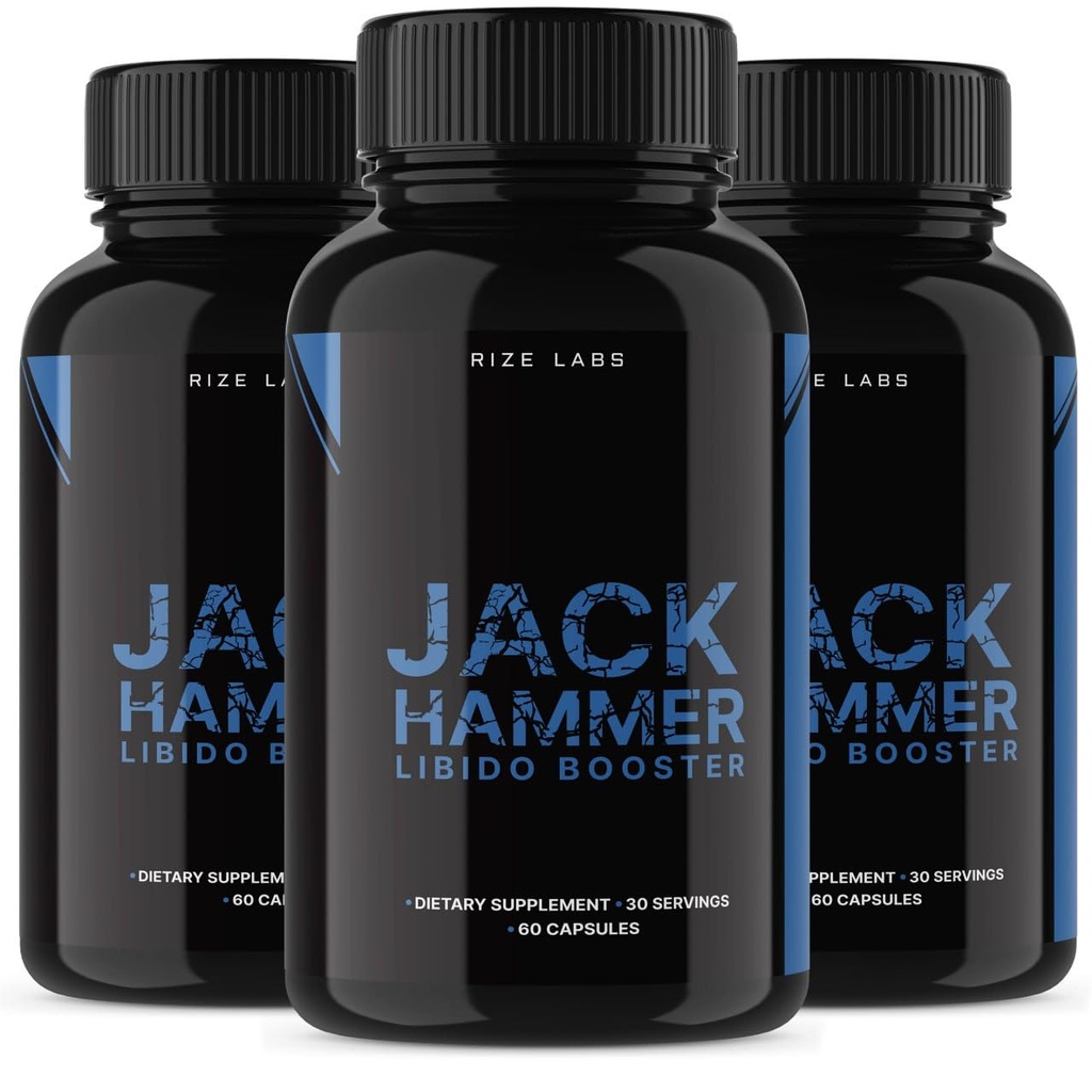 Jack Hammer Libido Booster Supplement for Men, Powerful All Natural Formula, et parandada jõudlust (180 kapslit)