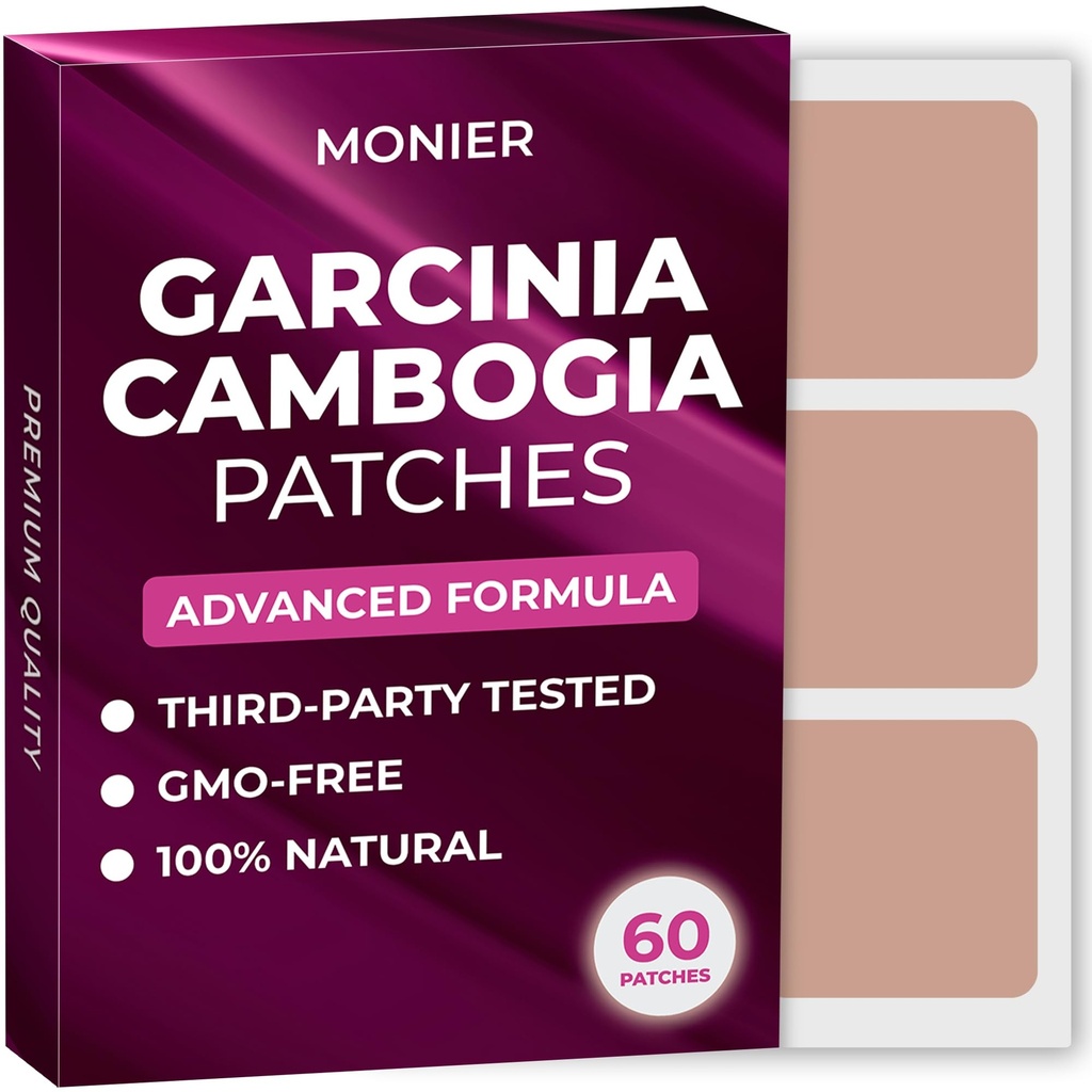 MONIER Garcinia cambogia plaastrid (pakk 60) - 100% looduslik plaaster naistele ja meestele - B12 ja kaaliumi - energia, fookus ja keha tugi - täiustatud valem