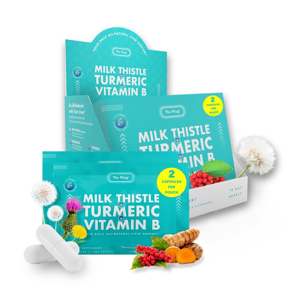 Plug Maks Puhasta Detox & Repair Pills - Piimaohakas Maks Detox - Rasvmaksa Toetamise täiendus - 20 Taimne Maks Kapslid, Kurkum & Vitamiin B Tervislik Seedetrakti Ja Immuunsüsteemi