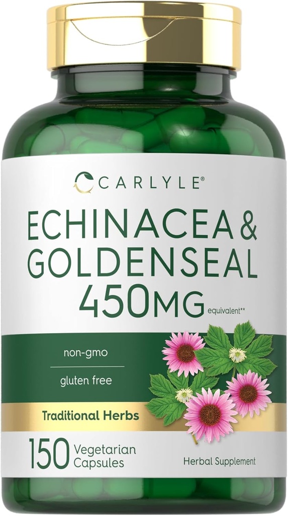Carlyle Echinacea Goldenseal Capsules | 150 Count | Vegetarian, Non-GMO, Gluteenivaba