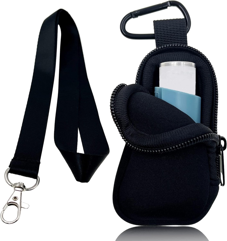 Hoidja Neoprene reisijuhtum astma inhalaatorile, mugav minikott inhalaatorile igas vanuses, inhalaator ei sisalda (must)