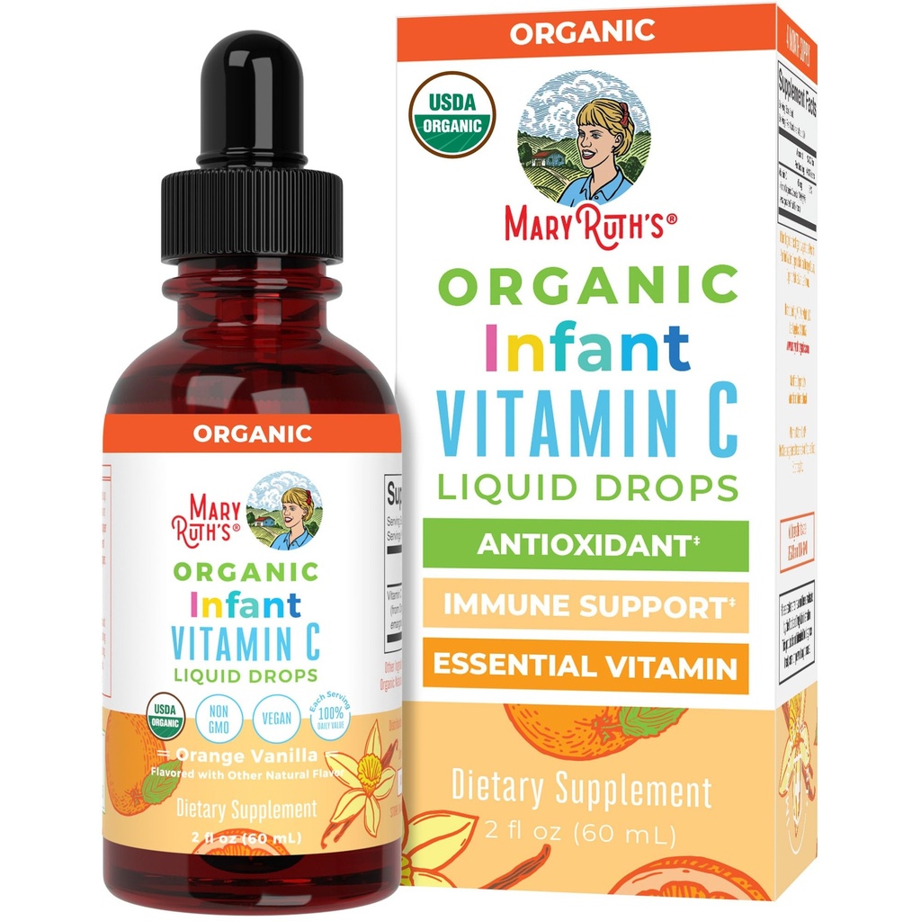 MaryRuth Organics Imiku ja beebi C-vitamiini täiendus | USDA orgaaniline C-vitamiini vedelikutilgad imikutele | vanuses 6-12 kuud | Immuunsüsteemi tugi | Üldine tervis | Vegan | Mitte-GMO | Gluteenivaba | 2 Fl Oz