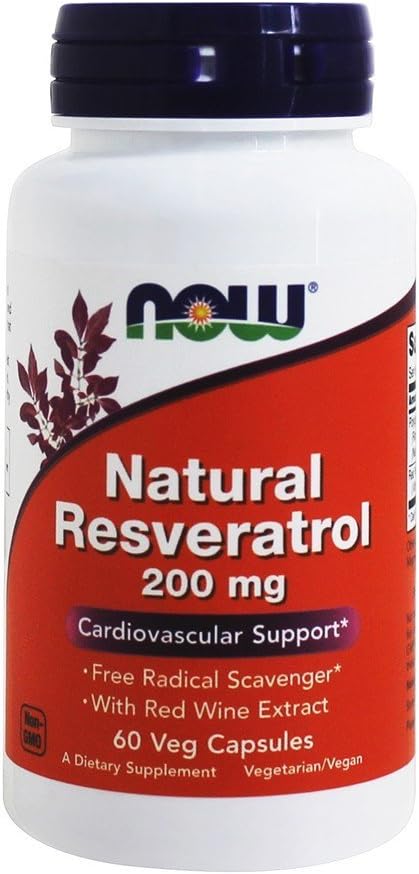 Natural Resveratrol, 200 Mg, 60 kapslit nüüd toidud
