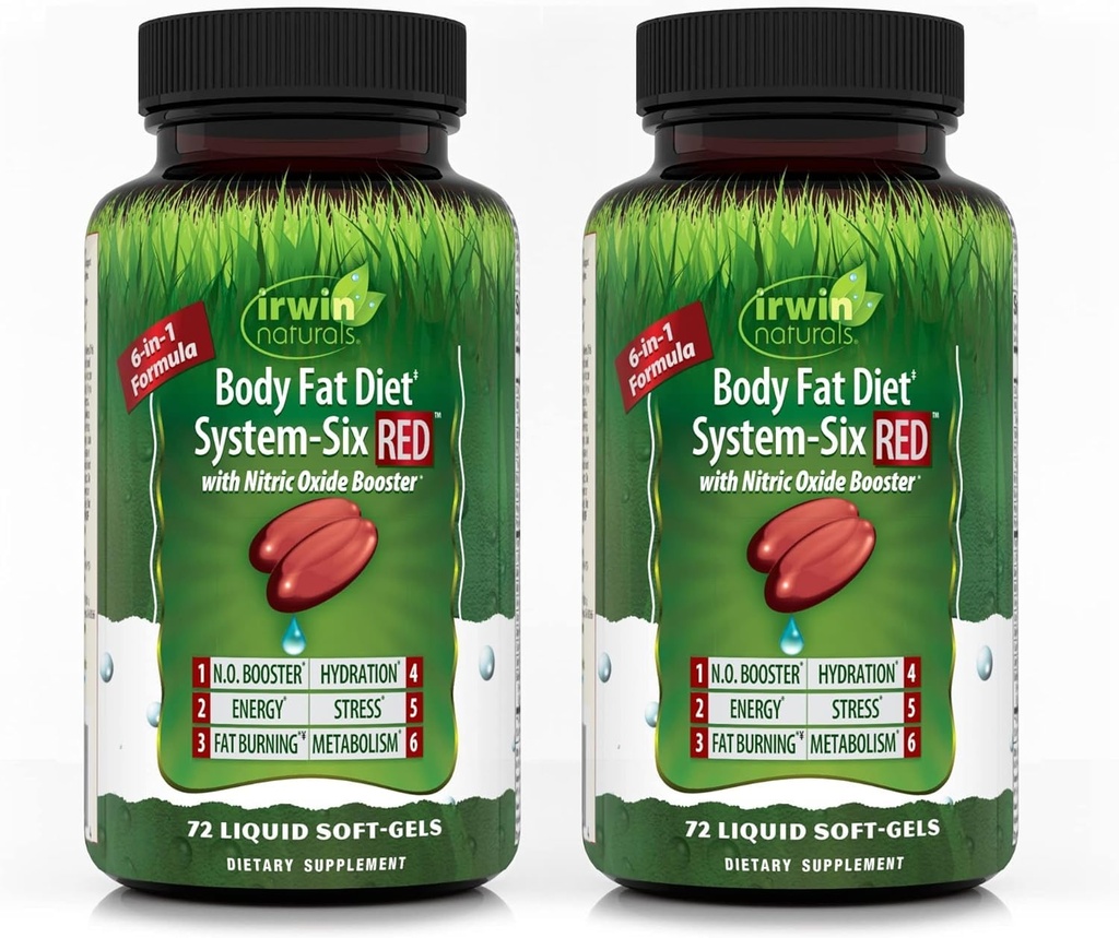 Irwin Naturals Body Fat Diet System-Six RED - 72 Vedel Soft-Gels - 2 Pack