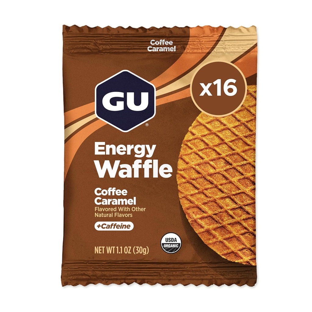 GU Energy Stroopwafel Caramel Coffee Sports Nutrition Waffle, Kofeiin Kaasas ja Kosher Dairy, On-The-Go Energia Iga treening, 16 Count