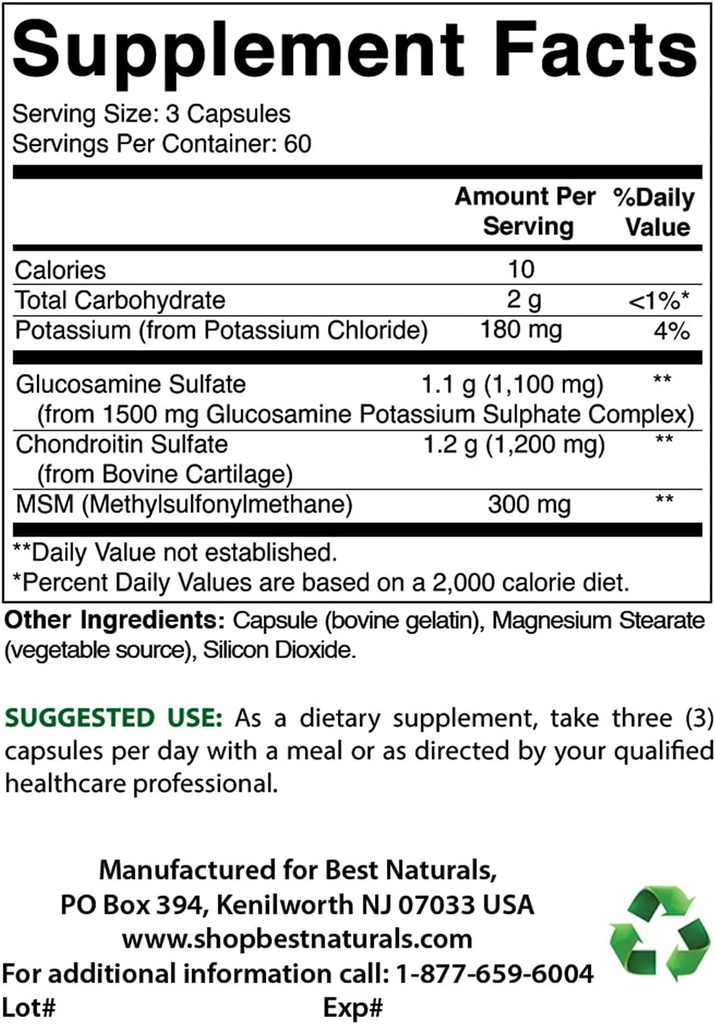 Parimad looduslikud glükoosamiinkondroitiin ja MSM & K2-vitamiin (MK7) D3-ga