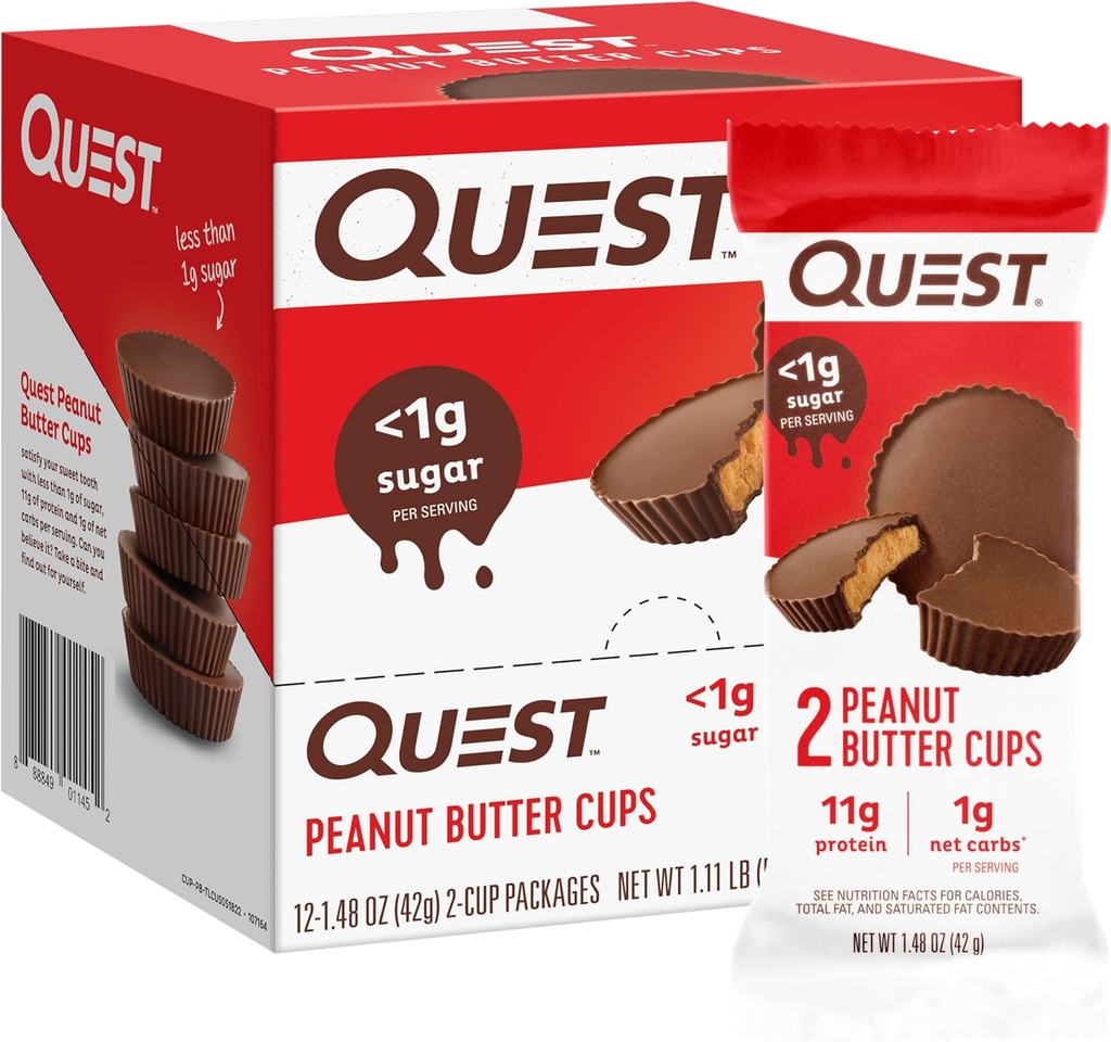 Quest Nutrition Maapähklivõi tassid, 11 g valku, 1 g suhkrut, madala süsivesikusisaldusega, gluteenivaba, Keto sõbralik, 12 krahv