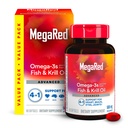 Megared Omega-3 Fish Oil + High Absorbtion Krill Oil 500mg Softgels, MegaRed Advanced 4in1 (80 loe pudelis) Kontsentreeritud Omega-3 Fish & Krill Oil Supplement