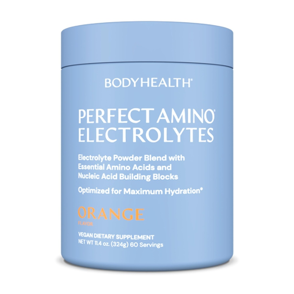 BodyHealth PerfectAmino Elektrolüüdid Pulber Ei Suhkrut, Keto Suhkru Vaba Paastumine Elektrolüütide Joogi Segu, Hüdreerimispulber Jälje mineraalidega - Oranž - 60 Servingut
