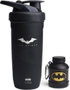 Smartshake DC Comic Bundle - Batman Protein Shaker Bottle - 900ml Leakproof Roostevabast terasest veeloksuti koos 50 g valgupulbri säilitamise lehtriga