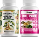 Optimaalsed terviselahendused: taimse menopausi tugi ja ženšenn + Ginkgo Biloba energia ja aju fookuse suurendamine meestele ja naistele