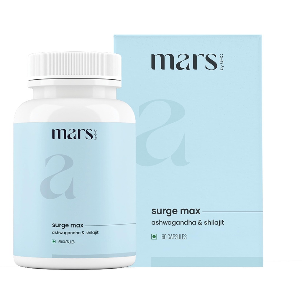 Mars Surgemax looduslikud kapslid Shilajit & Safed Musli | toetab energiat, jõudu ja immuunsust | aktiivse elustiili jaoks | 60 kapslit | 1 pakend