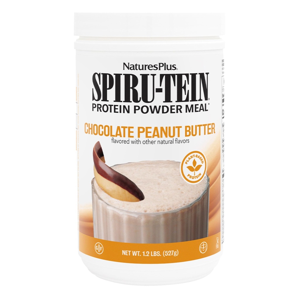 Natures Plus SPIRU-TEIN - šokolaad maapähklivõi - 1,2 naela, Spirulina valgu pulber - 17 serveerimist