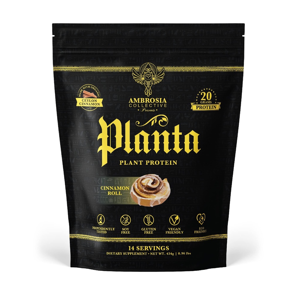 Ambrosia Planta - Premium Plant-Based Protein | Vegan & Keto Sõbralik | Gourmet Maitsed Ilma Puhumise või Mao Upset | Gluteen & Soja Vaba | Ei Lisatud Suhkur | 14 Servings | (Cinnamon Roll)