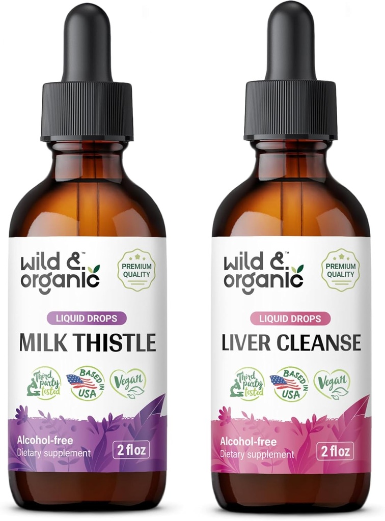 Wild & Organic Milk Thistle Tinktuur 2 fl oz & Maks Cleanse Tinktuur 2 fl oz