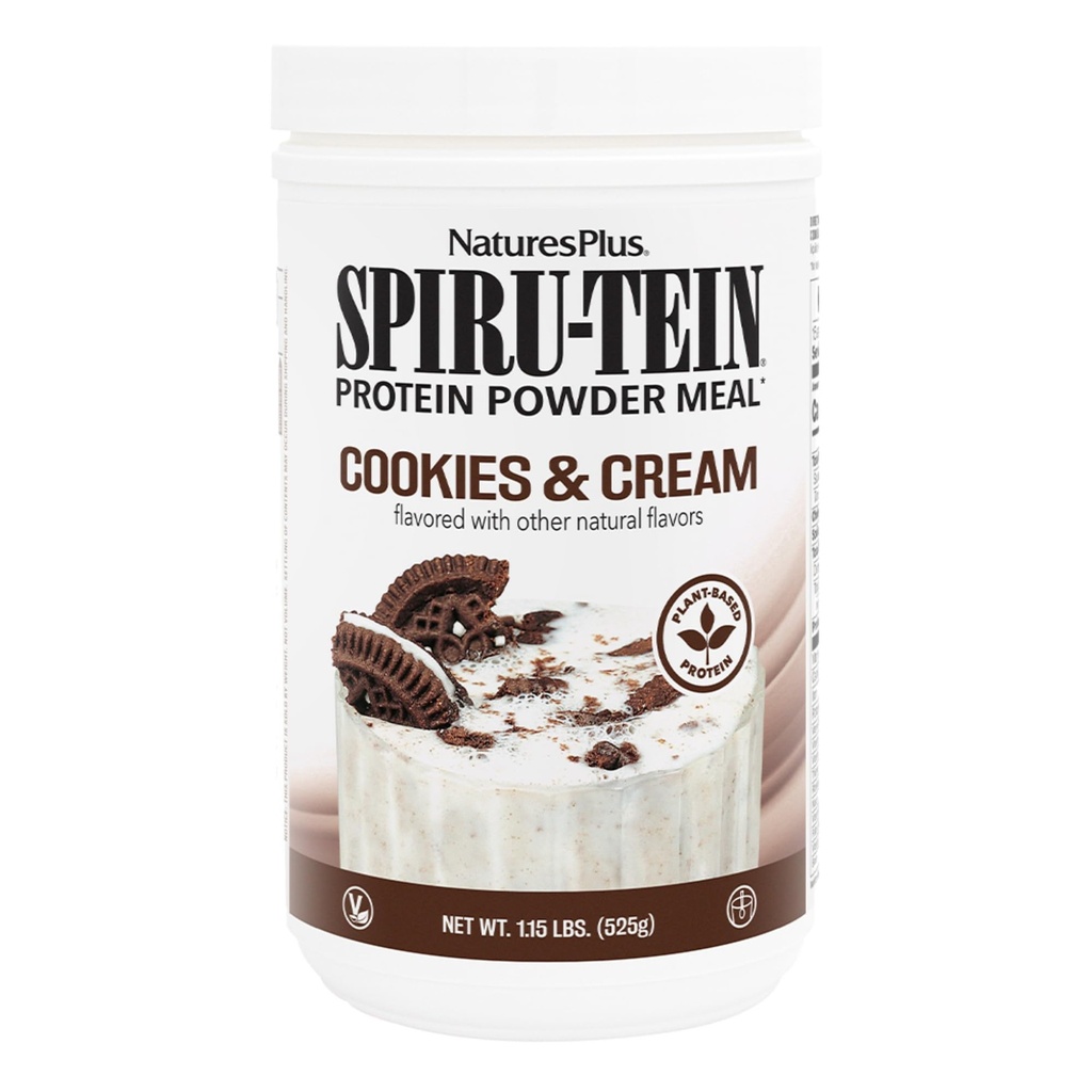 NaturesPlus SPIRU-TEIN Raputage - küpsised ja koor - 1,15 naela, Spirulina valgu pulber - taimse toidu asendamine, vitamiinid ja mineraalid energia jaoks - taimetoitlane - 15 serveerimist