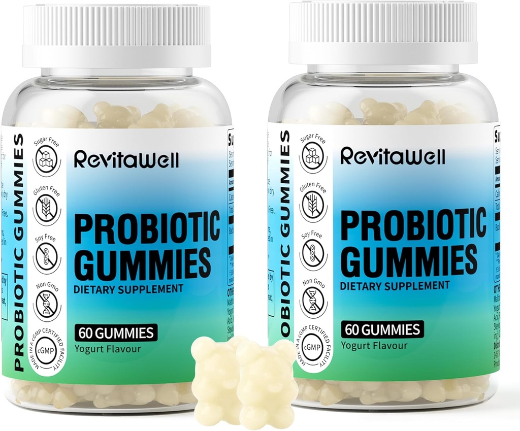 Probiootilised kummikud seedetrakti tervise ja soolestiku tervise jaoks, 3,6 miljardit CFU, suhkruvaba, Debloat Gummies Probiootikumid lastele, naistele ja meestele, jogurti maitse, 120 krahv