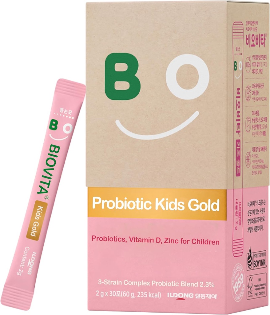 Lapsed Probiootikumid Pulber (30 pulgad, 30 päeva) - Tervisliku immuunsüsteemi ja seedesüsteemi toetamine, maasikapiima maitse lastele 3-12. Bifidobakterid, D-vitamiin, tsink. Suu lahustuv valem.
