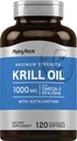 Piping Rock Krill Oil Omega 3 Softgel kapslid | 1000mg | 120 Count | EPA DHA täiendus astaksantiiniga | Maksimaalne tugevus | Mitte-GMO, Gluteenivaba
