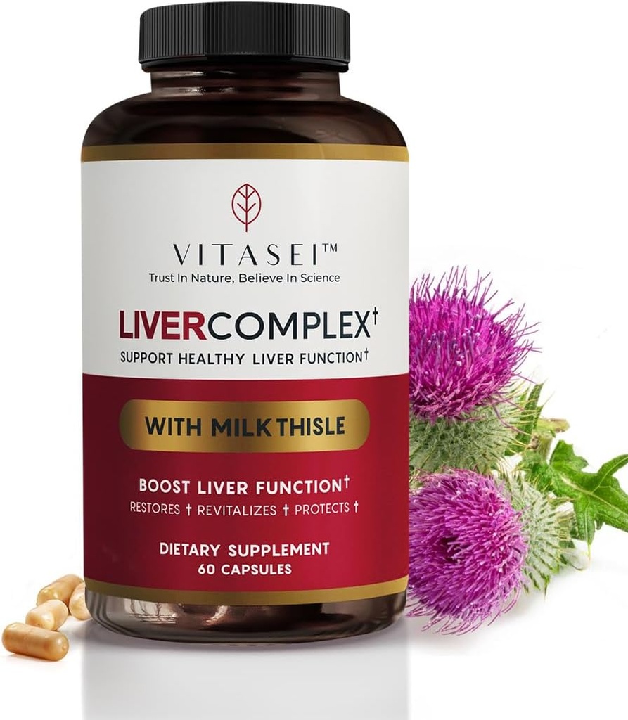 VITASEI Maksapuhastus Detox & Repair , Maksakompleks W / piimaohaka ekstrakt , gartsiinia , kurkumiin C3, taimsete toidulisandite toetamine , Detox Formul naistele ja meestele , 60 kapslit