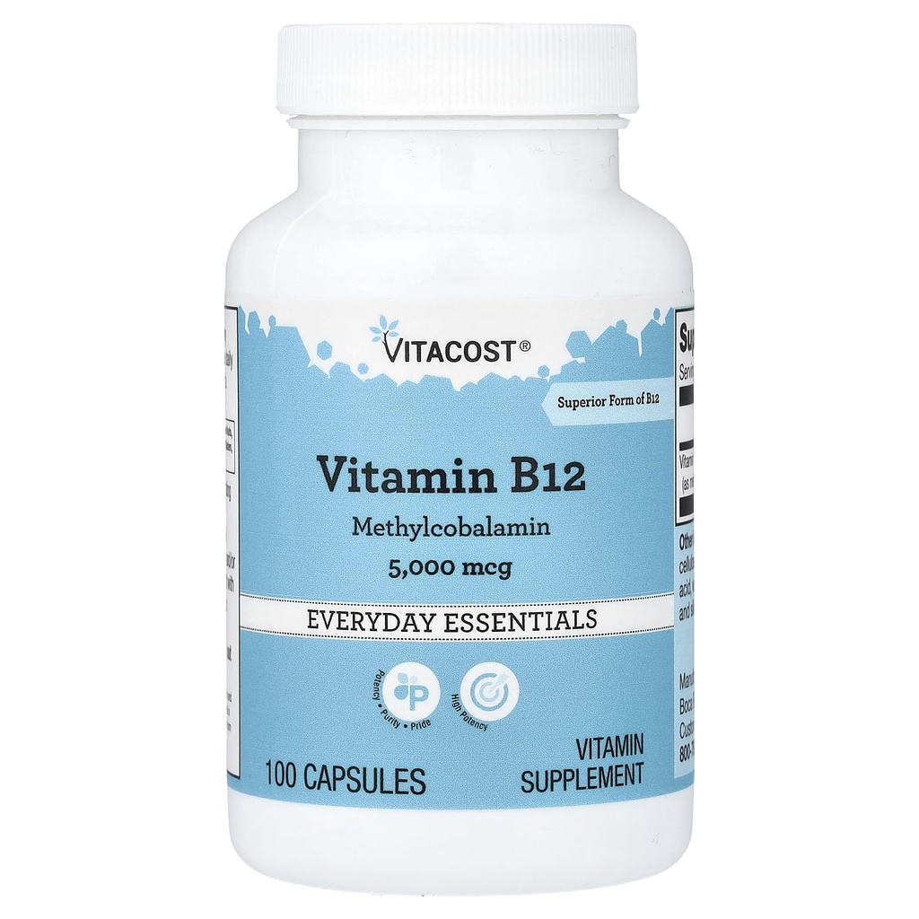 Vitacost Vitamiin B-12 Metüülkobalamiin - 5000 mcg - 100 kapslit