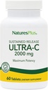 NaturesPlus Ultra-C 2000 mg - 60 tabletti - C-vitamiin koos roosipuustega - Immuunsus ja antioksüdantide tugi - taimetoitlane, gluteenivaba - 60 serveerimist