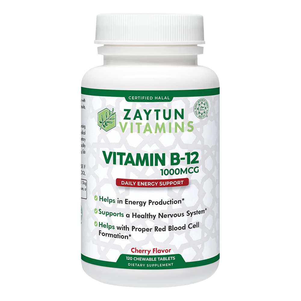 Zaytun Halal Vitamiin B12 1000mcg, Edendab Energiatootmist, Metabolismi Ja Tervislikku Närvisüsteemi - Taimetoitlased Ja Veganid Valem - Piimavaba - 4 kuud Pakkumine - Valmistatud USA-s