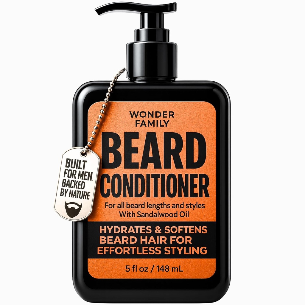 Beard Conditioner for Men – Leave in Conditioner & Softener with Biotin Aloe Vera & Collagen – niisutav kreem jämedatele kuivadele juustele – Habe ja naha konditsioneer – Sandalwood Scent Care for Black Men