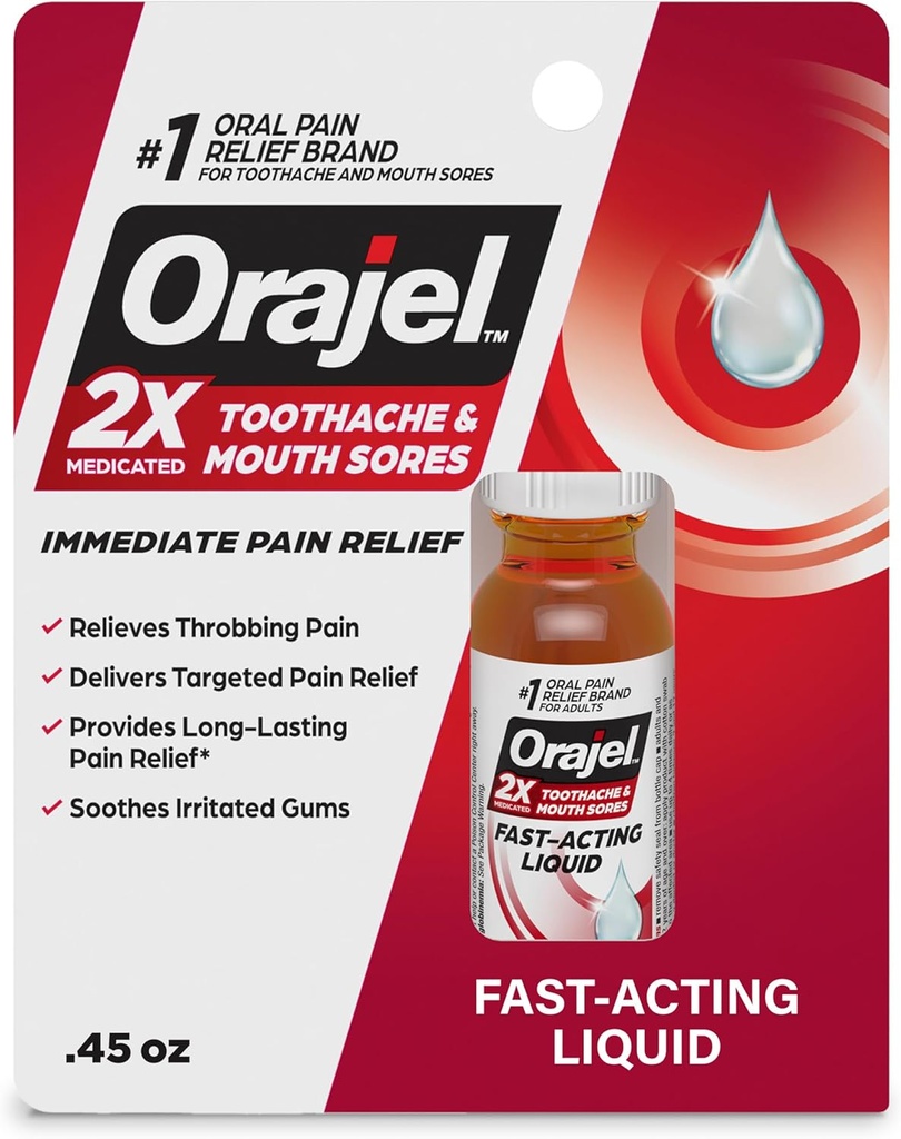 Orajel 2X Ravimhambavalu ja suuhaavandid Vedel , 0, 45 fl oz