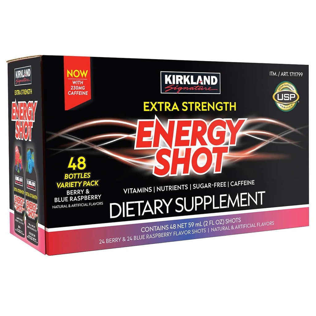 Kirkland Signature Extra Tugevus Energia Shot, Toidulisa: 48 pudelit Variety Pack 2 Fl Oz