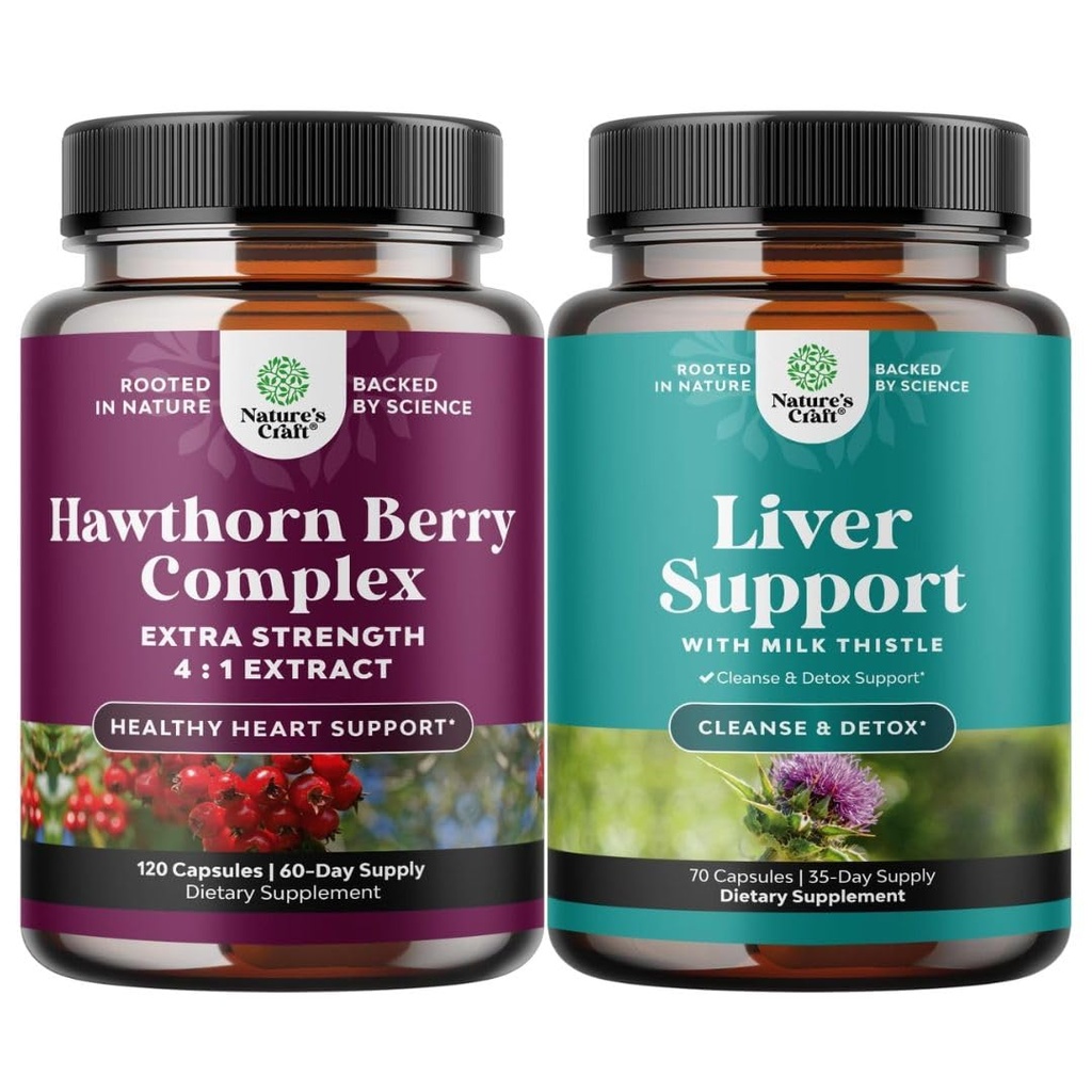 Loodus Craft Bundle of Extra Strength Hawthorn Berry Kapslid - Südame Tervise Täiendus ja Maks Puhastada Detox & Remont Valem - Taimne Maksa Toetus Lisa