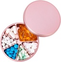 Pill Organizer 6 Kompartments Pill Dispenser - Heavy Duty Metal Daily Pill Container, Daily Pill Box Pill Holder, Veekindel Ravimijuhtum Vitamiinilisandi Ravim Kalaõlid, 0,38lb, Roosa