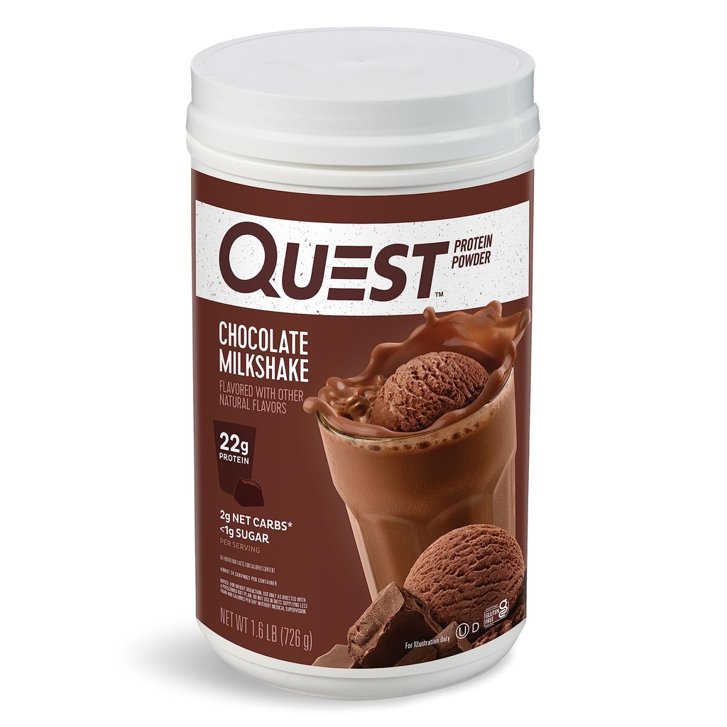 Quest Nutrition Chocolate Piimakokteilivalgu pulber, 22 g valku, 2 g Net Carbs, 1 g suhkur, madal süsivesik, gluteenivaba, 1,6 naela, 24 serveerimist
