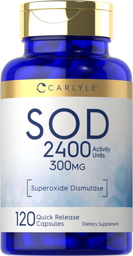 Carlyle S.O.D. Supplement Capsules | 300mg | 120 Count | Superoxide Dismutase | Non-GMO ja Gluteenivaba