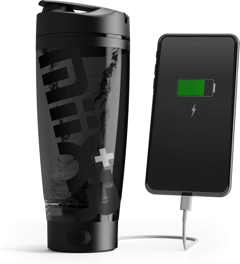 Promixx Charge Shaker Bottle (MiiXR+ Edition) | Seadme laadimine Vortex Mixer koos lisamälu ja kergesti puhastatav Tritan Cup (20oz | Stealth Black)